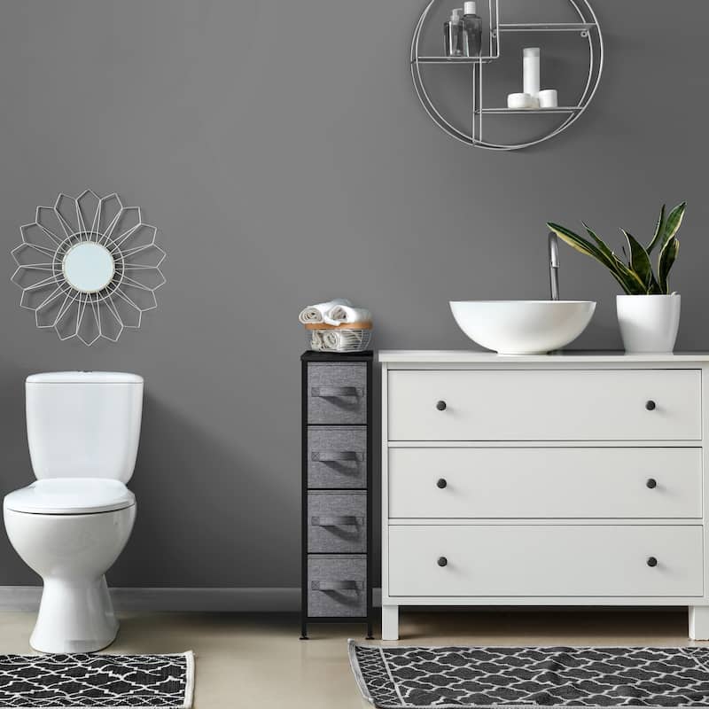 Narrow Dresser Tower with 4 Drawers - Vertical Storage for Bedroom