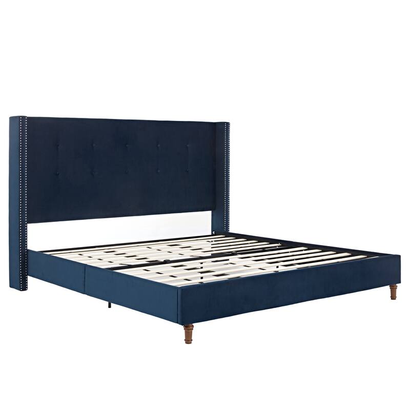 Upholstered King Bed Features a 54" High Headboard w/Buttoned Tuft