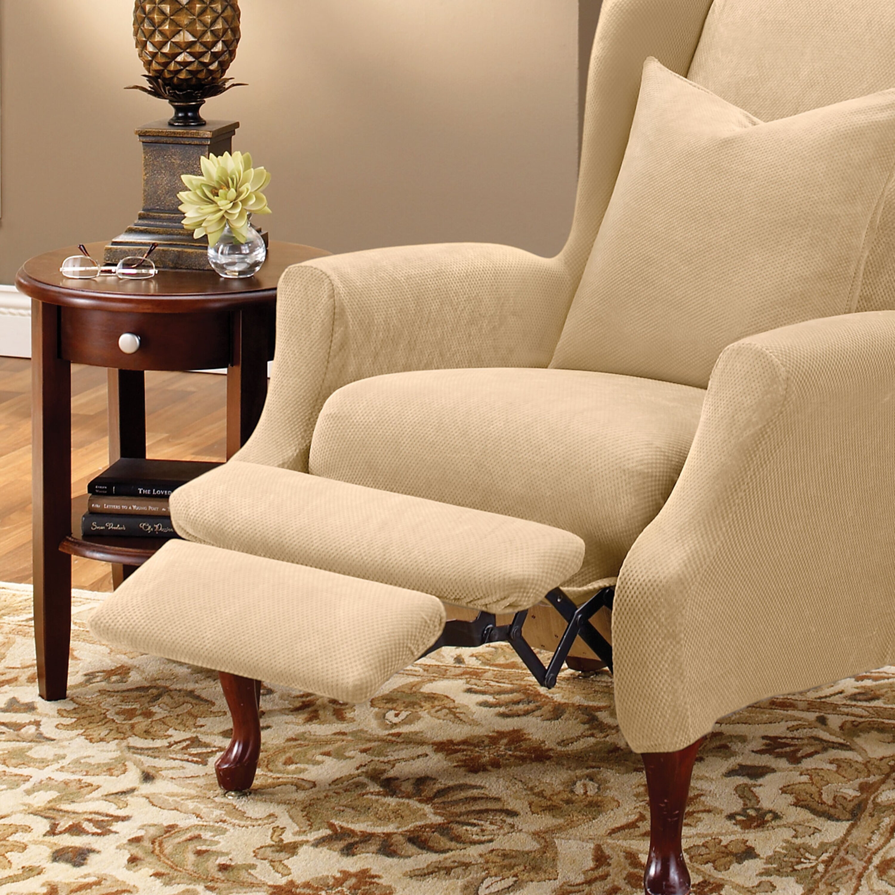 SureFit Stretch Pique 2 Piece Wing Recliner Slipcover On Sale