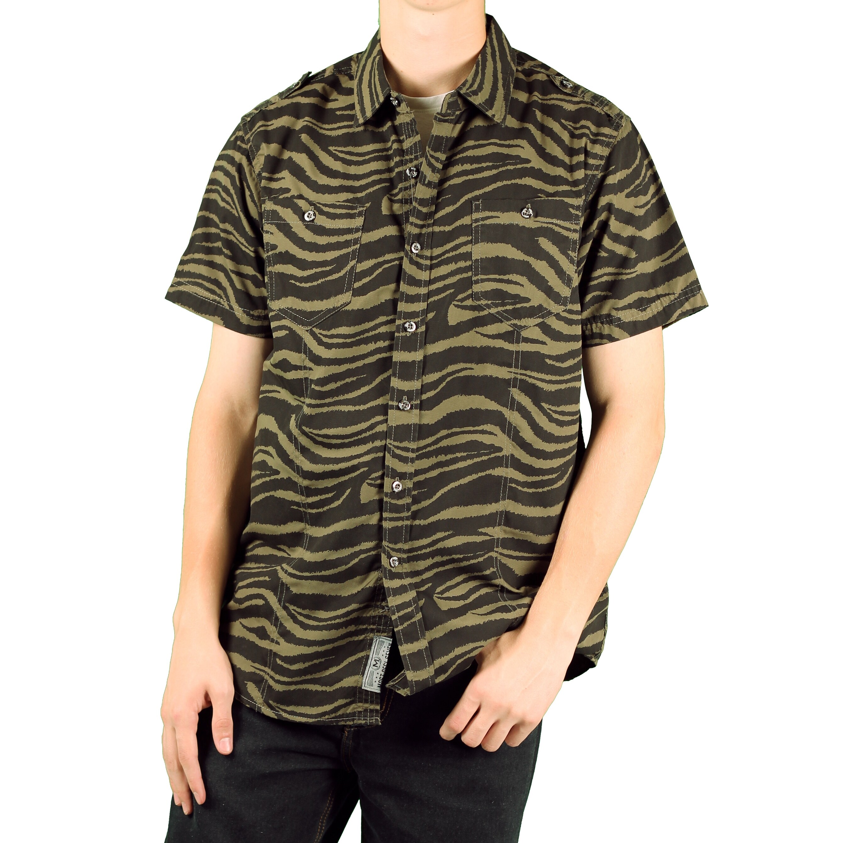 Shop Mo7 Men S Camo Print Short Sleeve Woven Shirt Free Shipping On Orders Over 45 Overstock 14678818