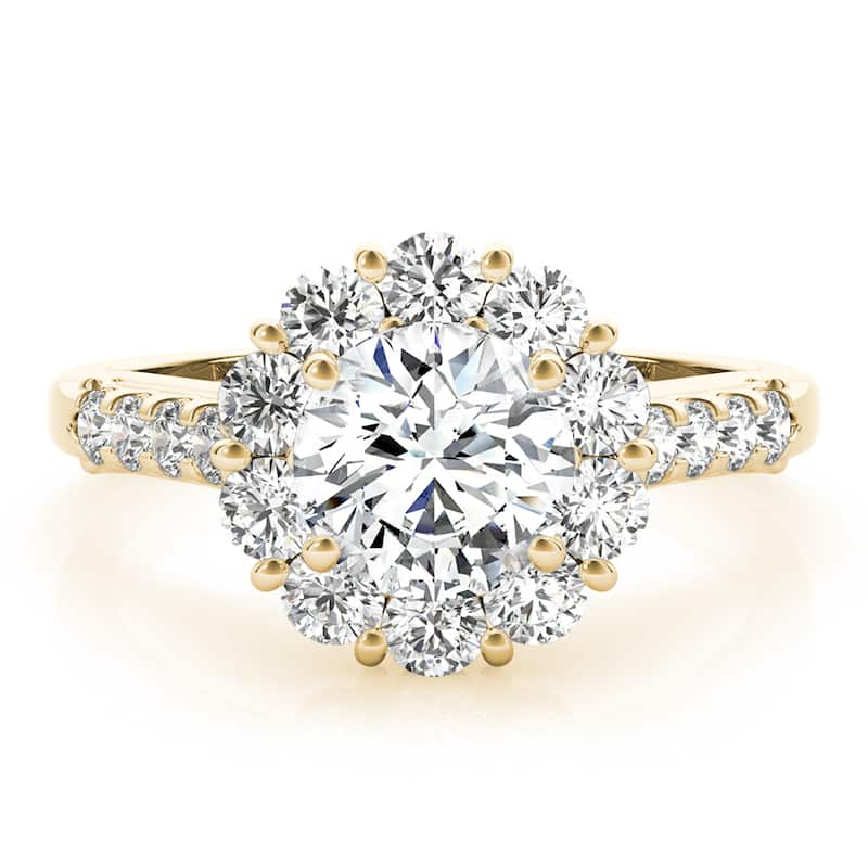 Auriya 14k-Yellow Gold Lab Grown Round Diamond Halo Engagement Ring 0.50 to 5.00 ct. tw. (F-G VS)