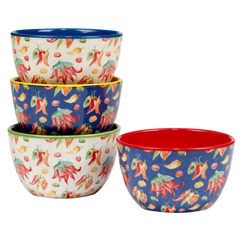 Certified International Sweet and Spicy 24 oz. Ice Cream/Dessert Bowls, Set of 4 - 6" Dia x 3"
