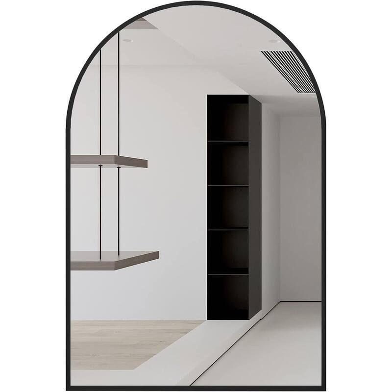 24x32 Inch Metal Framed Arched Bathrrom Mirror for Wall