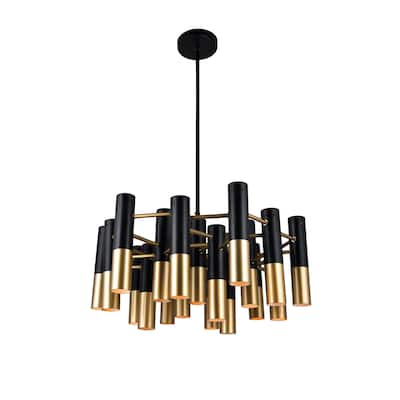 Anem 19 Light Down Chandelier With Matte Black & Satin Gold Finish - Matte Black/Satin Gold