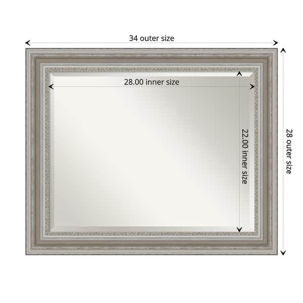 dimension image slide 1 of 6, Beveled Bathroom Wall Mirror - Parlor Silver Frame