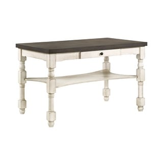 Swan 60 Inch Counter Height Table, Gray Surface, Turned Legs, Ivory ...