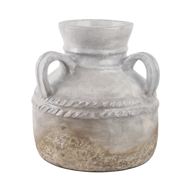 Terracotta Vase Rustic Textured Design Double Handles for Modern Space