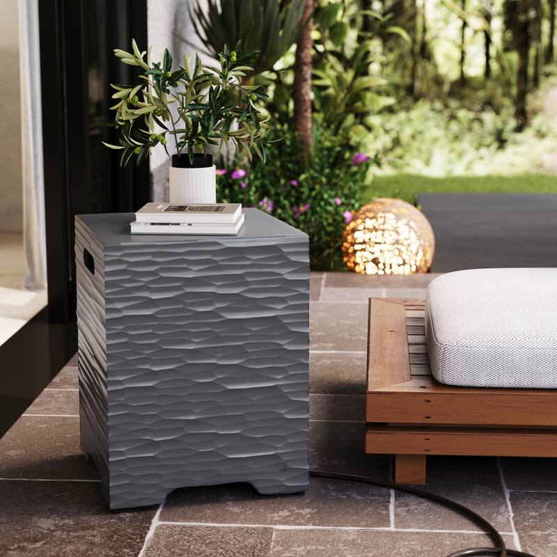 COSIEST Concrete Outdoor Propane Tank Cover Table