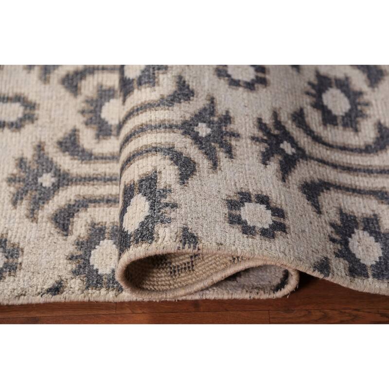 All-Over Geometric Moroccan Oriental Rug Hand-Knotted Wool Carpet - 4'1" x 7'11"