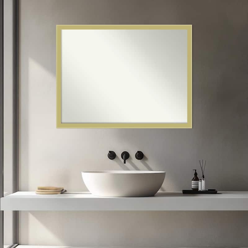Incline Non-Beveled Wood Framed Bathroom Vanity Wall Mirror