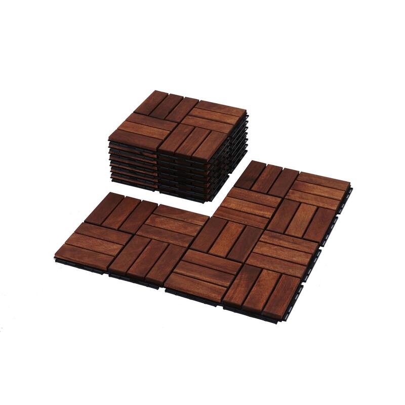 30 PCS 12" x 12" Square Acacia Hardwood Outdoor Flooring