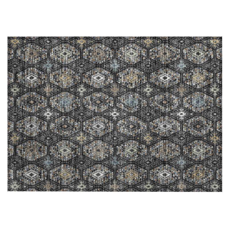 Machine Washable Indoor/ Outdoor Modern Hexi Chantille Rug