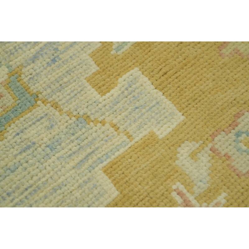 Vegetable Dye Wool Oushak Turkish Area Rug, Medallion Geometric Carpet - 9' 8'' X 8' 1''