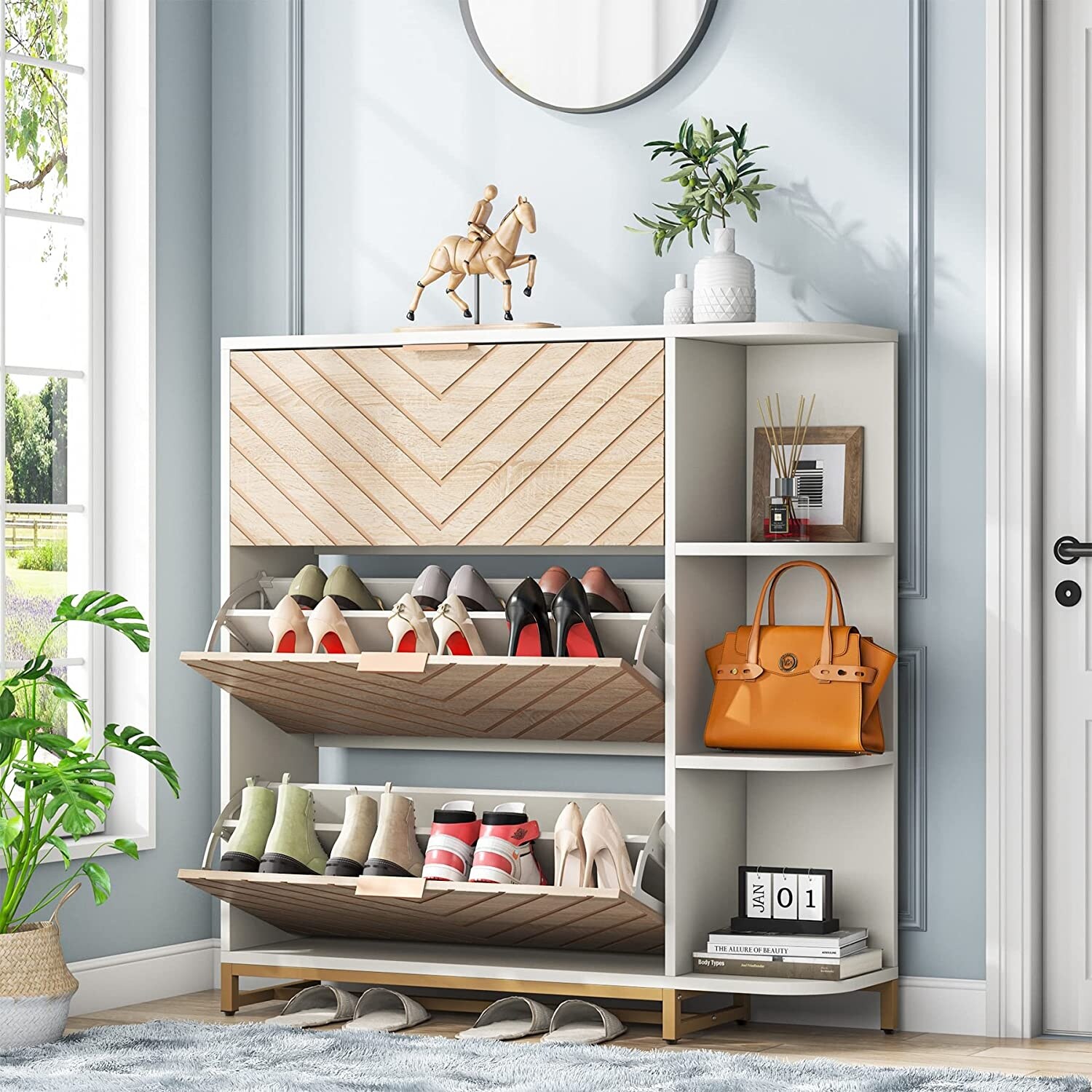 Entryway Shoe Storage Cabinet Shoe Rack Organizer Cabinet with Door - On  Sale - Bed Bath & Beyond - 35729395