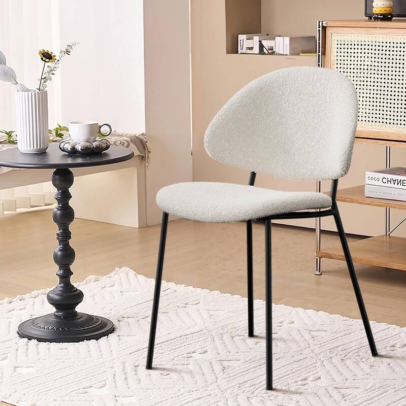 Set of 4 Mid-Century Dining Chairs - PU Leather, Curved Back