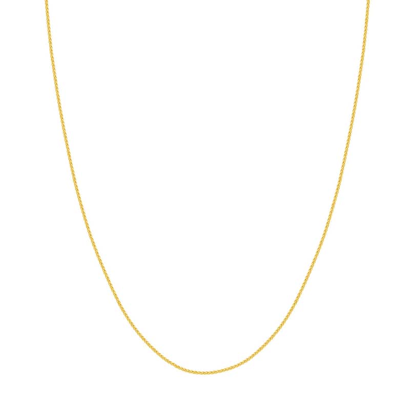 Curata 18k Yellow Gold 1.05mm Round Wheat Chain Necklace (Lobster)