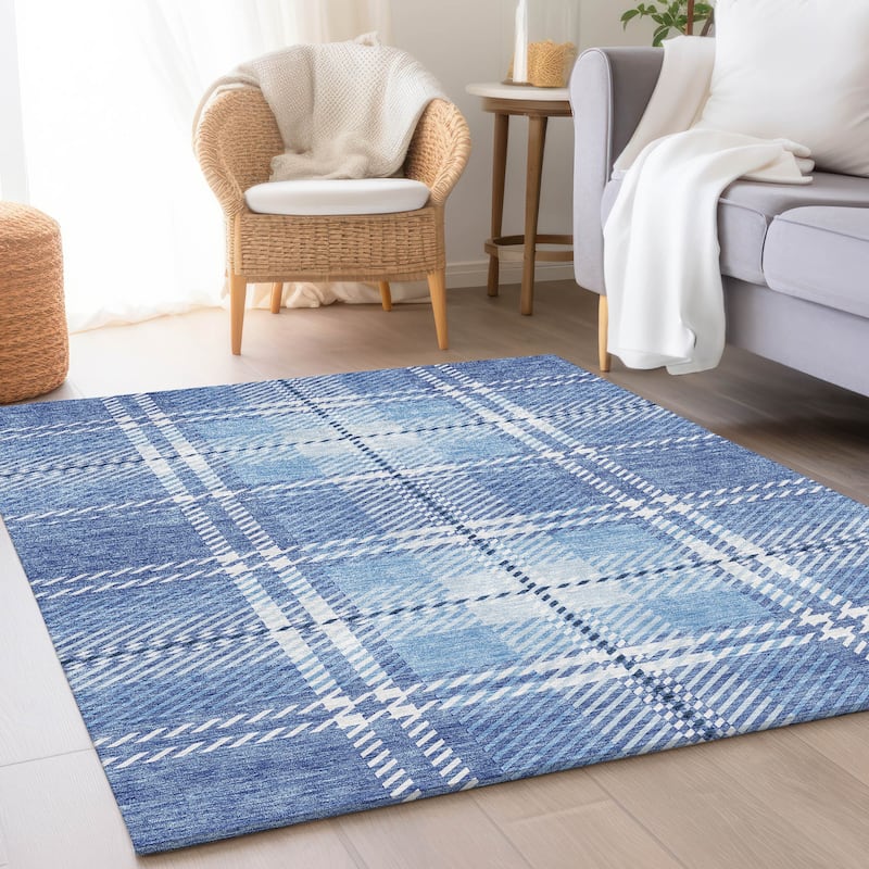 Premium Washable Super Soft Plaid Mayfield Rug - Denim - 2'6" x 3'10"
