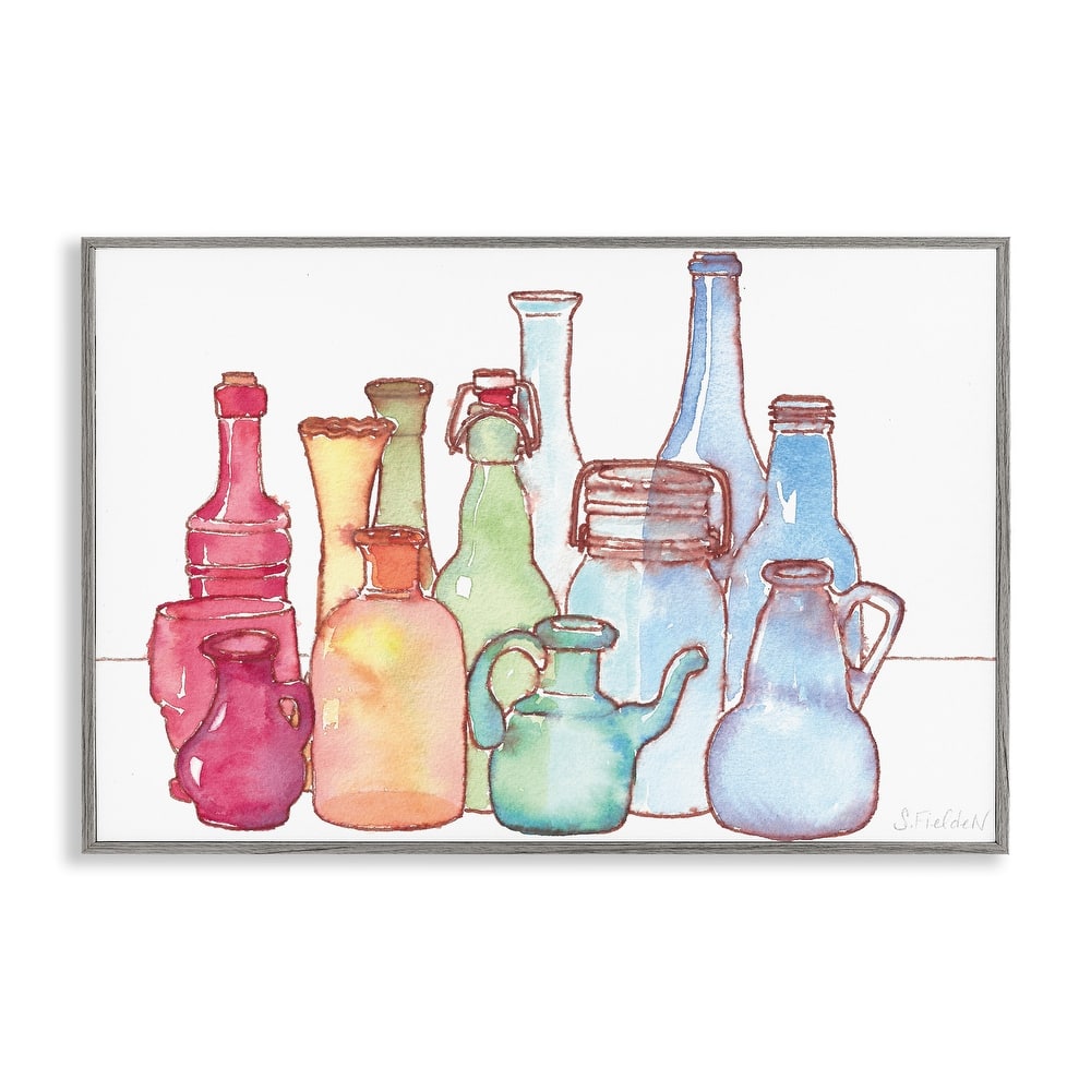 Stupell Colorful Vases Collection Framed Giclee Art Design By Stephanie Fielden