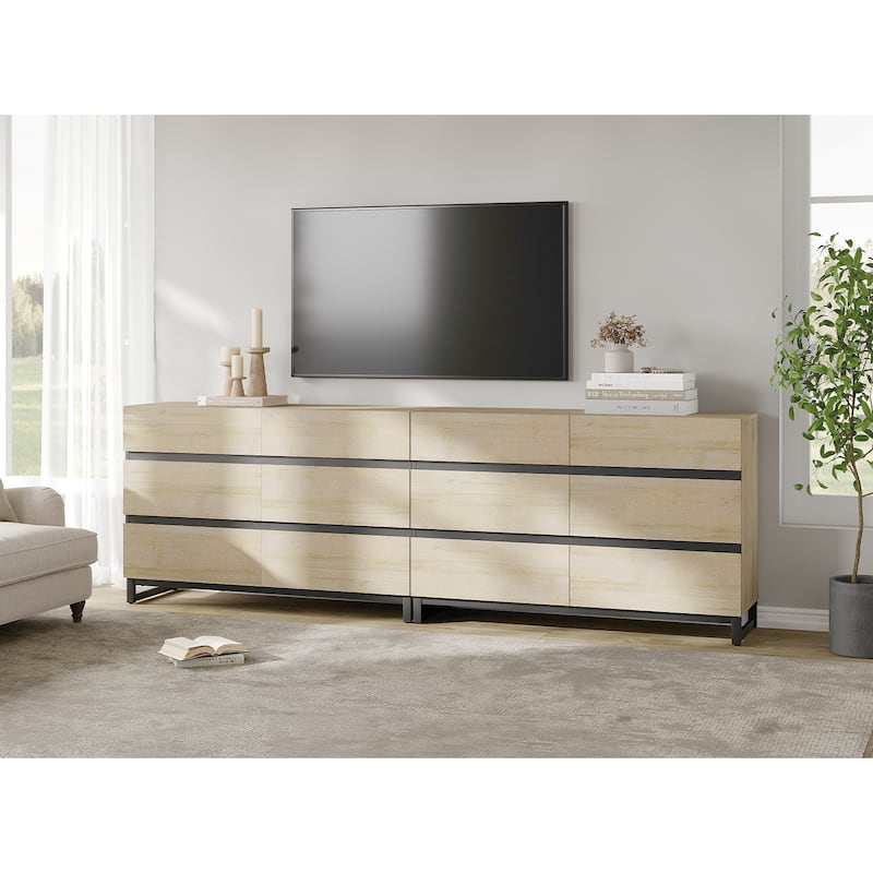 WAMPAT Modern TV Stand for TVs up to 110 inch, Entertainment Center with Drawers , Wood Media TV Console for Living Room