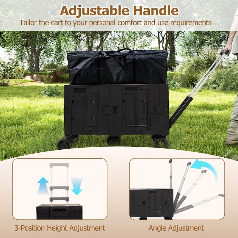 Costway Large Foldable Utility Cart with 2-Tier Storage Crates 5 - See Details