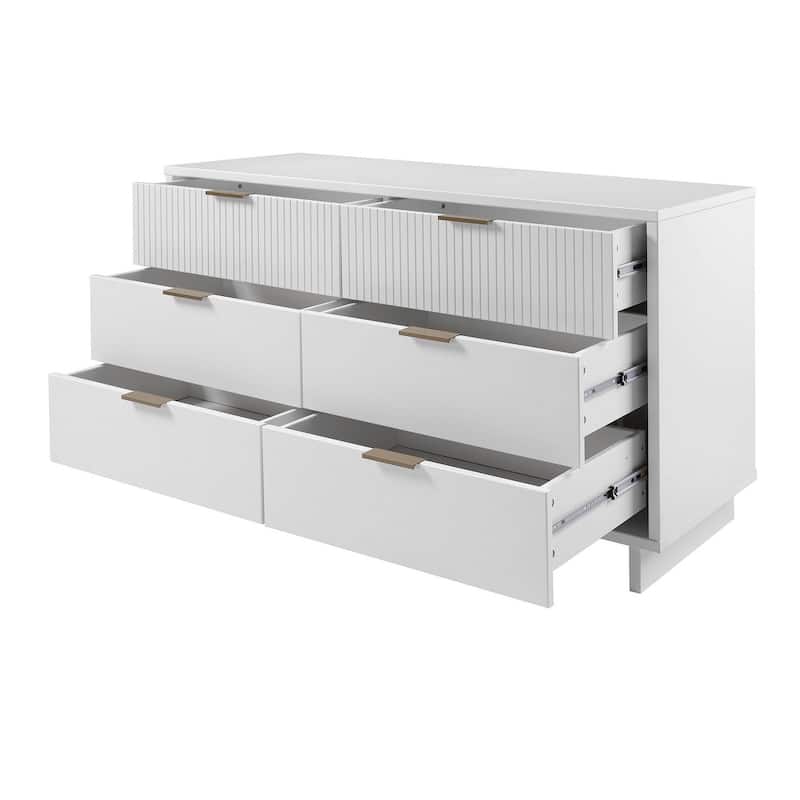 Manhattan Comfort Granville 55.07" Modern Double Wide 6 Drawer Dresser