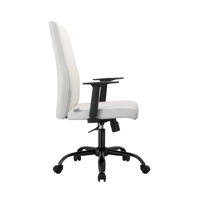 LeisureMod Evander Faux Leather Office Chair in Aluminum with Adjustable Height