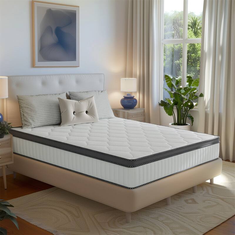 IFLUOUS 12 in. Plush Hybrid Memory Foam Mattress with CertiPUR-US and Oeko-TEX , Featuring Reinforced Springs.