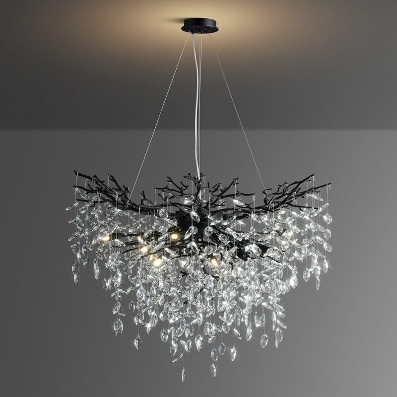 Modern Round Branch Crystal Chandelier, 600-1200mm Diameter, Marquise Cut Crystal Pendant Light