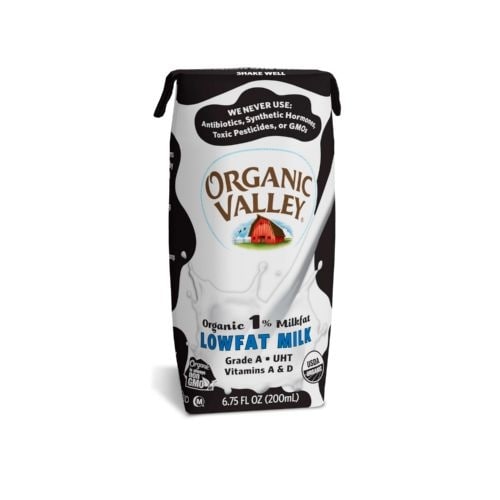 Organic Valley Single Serve Aseptic Milk - White 1% - Case of 12 - 6.75oz Cartons