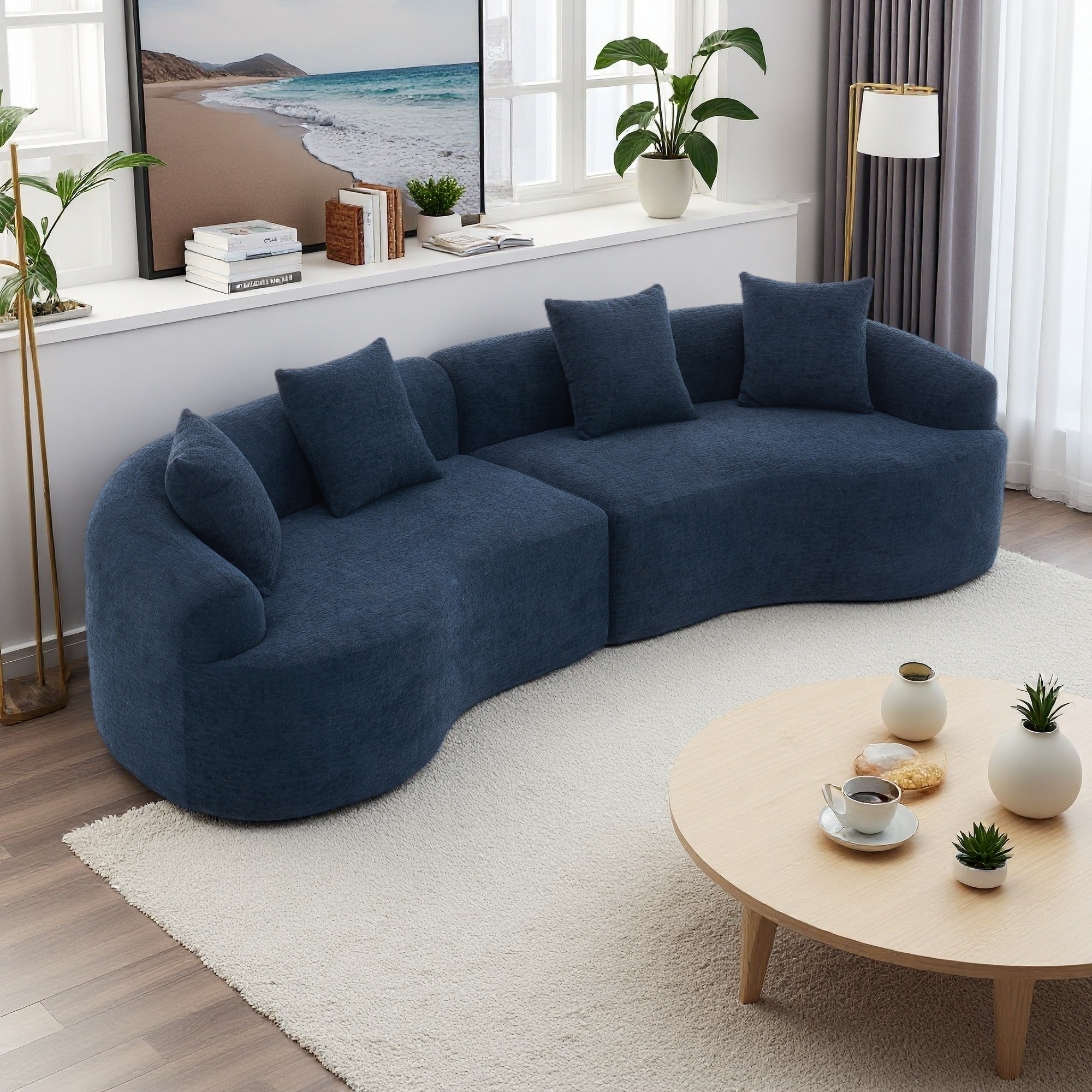 110" Modular Sectional 4-Seater Sleeper Sofa with Comfortable Armrest and Deep Seat for Living Room