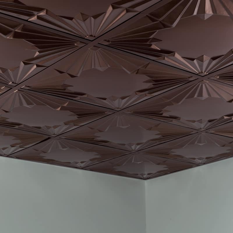 Fasade Art Deco Decorative Vinyl 2ft x 2ft Lay In Ceiling Tile in Oil-Rubbed Bronze (5 Pack)