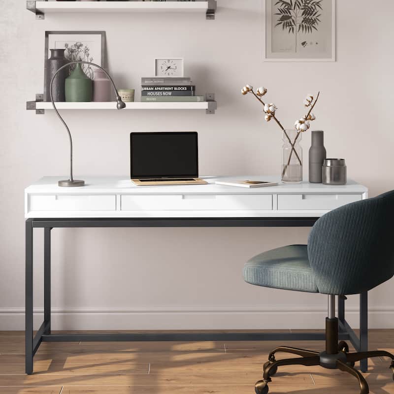 WYNDENHALL Devlin SOLID HARDWOOD Industrial 60 inch Wide Desk - White
