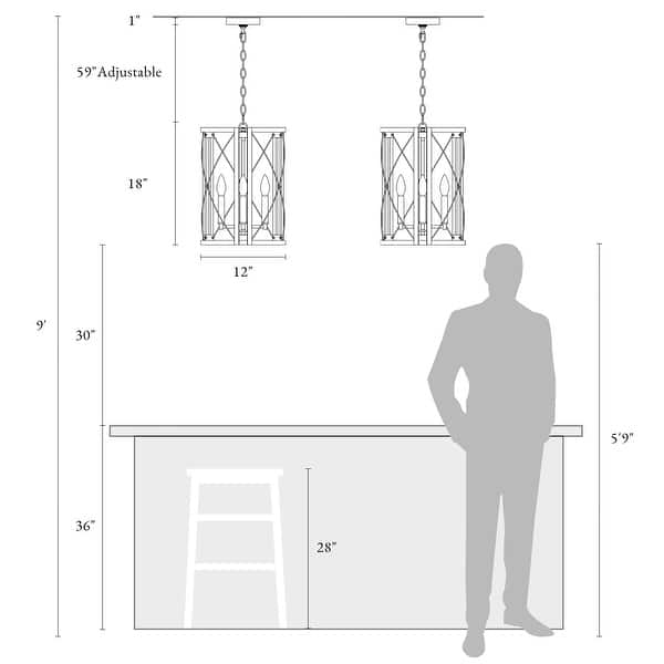 dimension image slide 2 of 3, Modern Farmhouse Cylinder Pendant Light Wood Grain Island Light for Kitchen Island Dining Room