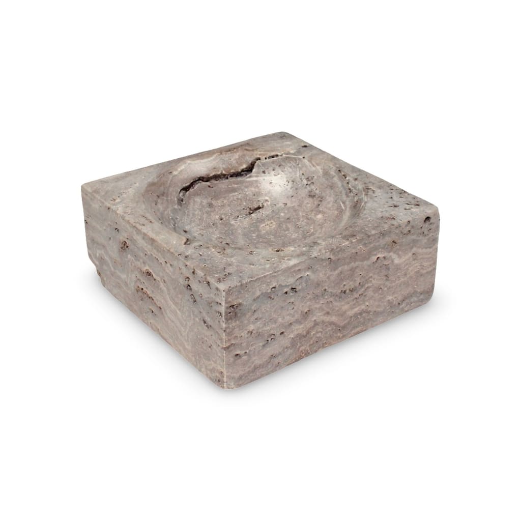 Grey Travertine Sq. Bowl Sm.