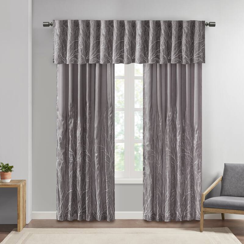 Madison Park Eliza Faux Silk Embroidered Window Valance - 50 x 18"