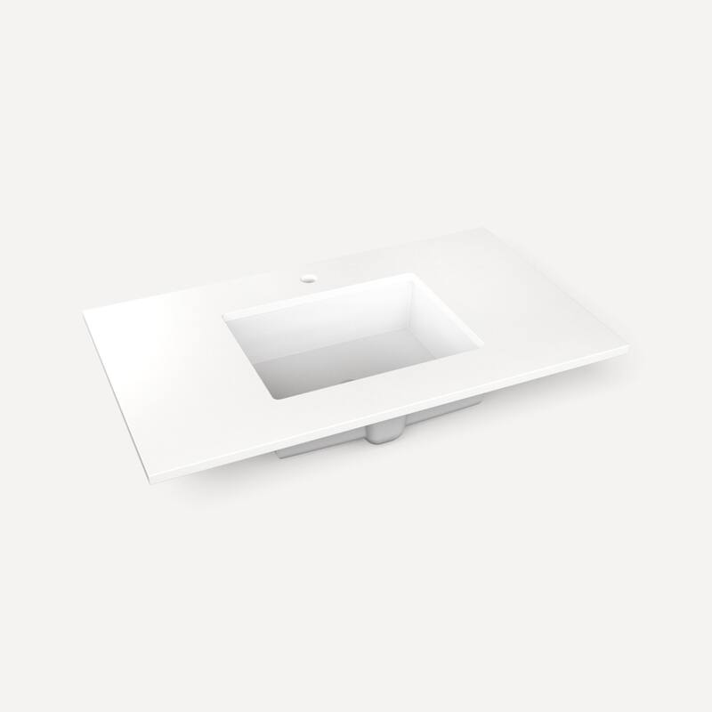 Robern TB37UCO-1 37" Quartz Vanity Top for Single Hole Faucet - White Zeus Extreme