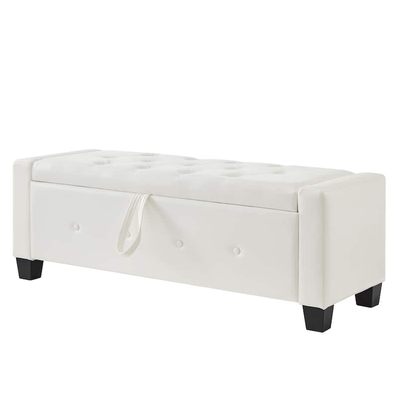 Multi-Functional 48" PU Leather Storage Ottoman Bench for Hallway & Entryway