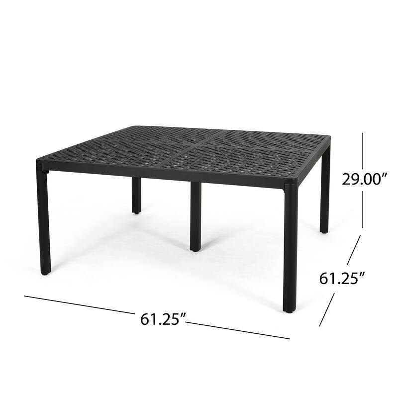 Tahoe Outdoor Modern Aluminum Dining Table with Woven Accents by Christopher Knight Home - 61.25" L x 61.25" W x 29.00" H