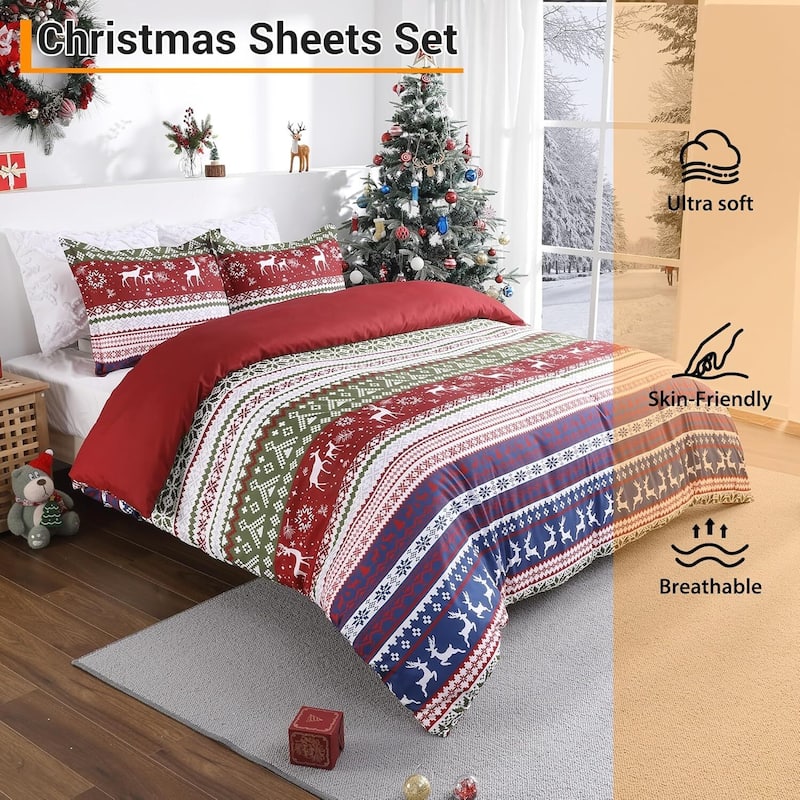 Christmas Duvet Cover Set, Decorations Bedding Set
