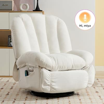 Smart Recliner Chair with Massage and Heated,Swivel Rocker Chair with Voice Control, Bluetooth Speaker and USB/Type-C Ports