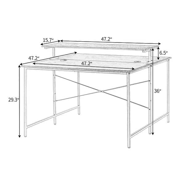 47 Inch Extra Large Double Office Desks with Monitor Shelf - Bed Bath ...