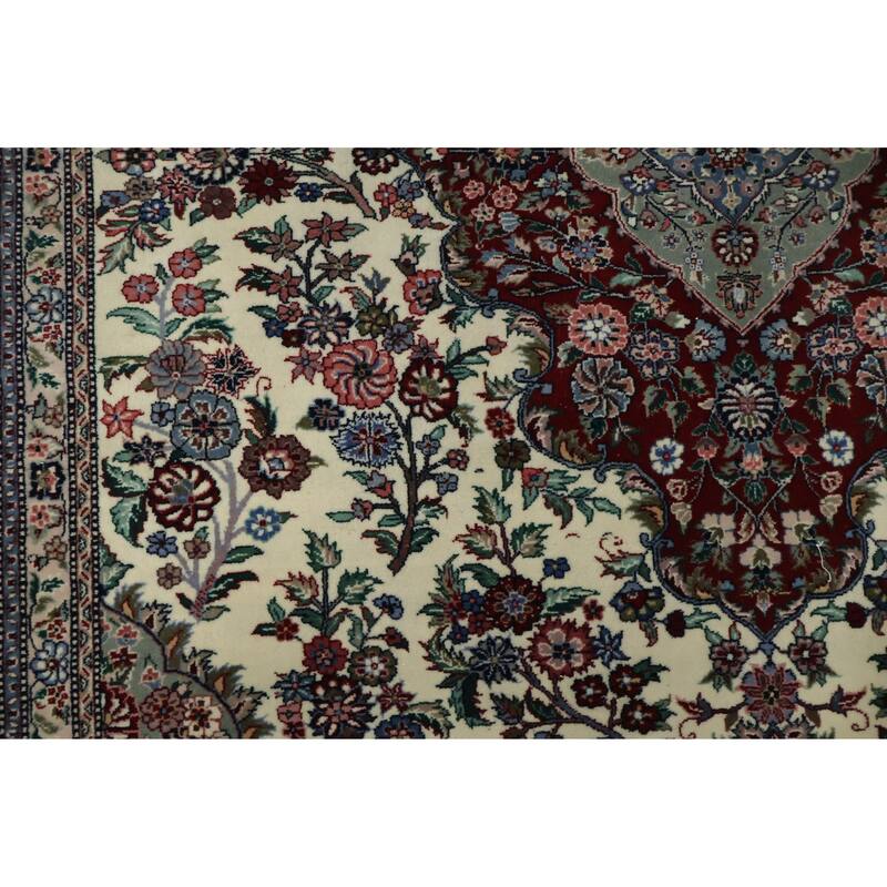 Hand Knotted Oriental 100% Wool Carpet Traditional Floral Beige & Ivories Aubusson Area Rug - 9' 0'' X 6' 0''