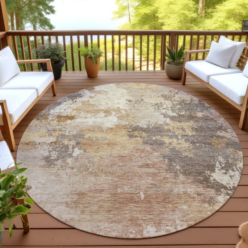 Machine Washable Indoor/ Outdoor Modern Contemporary Chantille Rug - Salmon - 8' x 8'