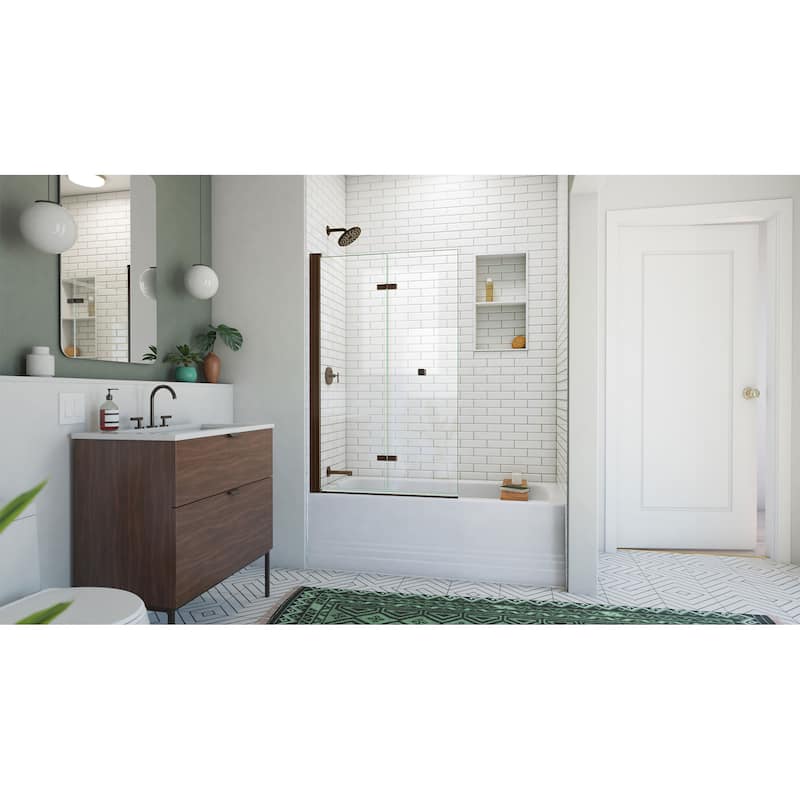 DreamLine Aqua-Q Fold 36 in. W x 58 in. H Frameless Bi-Fold Tub Door in Oil Rubbed Bronze