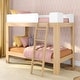 preview thumbnail 16 of 31, Mid-Century Modern Twin over Twin Bunk Bed Blonde/White