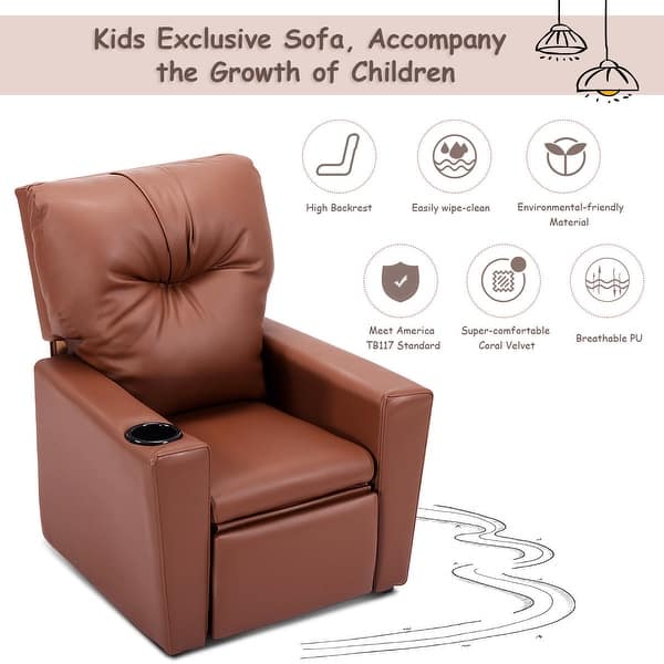 Shop Costway Kids Sofa Manual Recliner Leather Ergonomic Lounge W