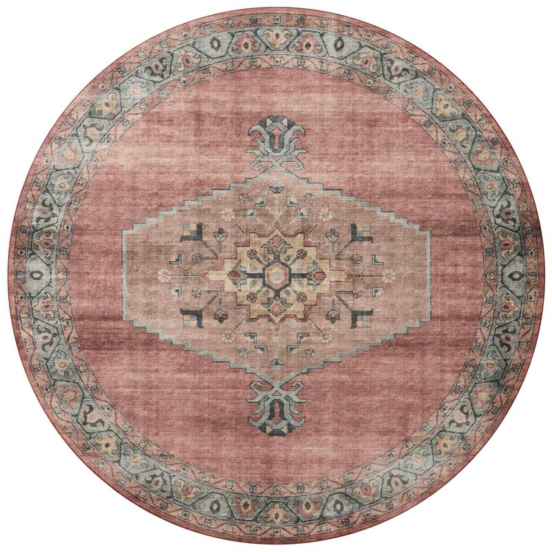 Alexander Home Meghan Vintage Royal Area Rug - 7'-6" x 7'-6" Round - Runner/Round