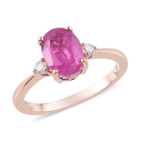 Rose Gold Pink Sapphire White Diamond Ring Size 10 Ct 2 Ring 10 Overstock 32197752