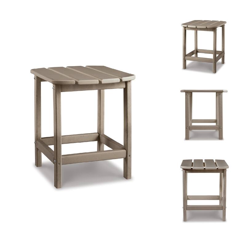 Signature Design by Ashley Sundown Treasure Outdoor Rectangular Poly All Weather End Table - Grayish Brown