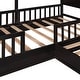 preview thumbnail 9 of 8, L Structure 2 Twin Wood House Bed with Fence and Slatted Frame, Brown